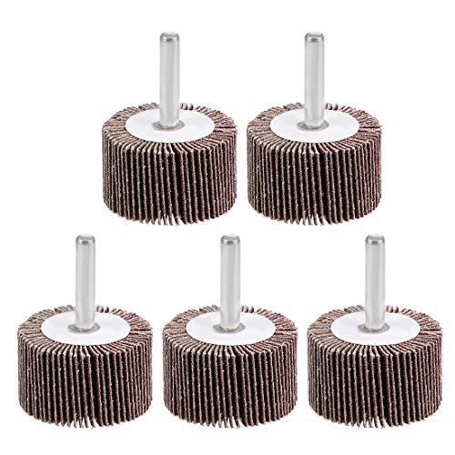 uxcell 1.6-inch Flap Wheel 120 Grits 1/4-inch Shank Sanding Disc Abrasive Wheel 5 Pcs