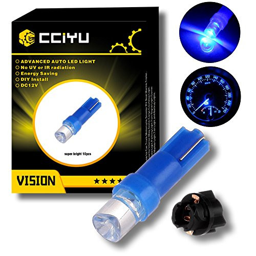 cciyu 10 Pack T5 Instrument Cluster Panel Gauge Dash LED Bulb light 17 57 37 73 74 Blue +10x Twist Sockets 17 37 70 Instrument Panel Cluster Plug Lamp Dash Light Bulb T5