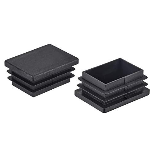 uxcell 40mm x 30mm Rectangle PP End Cap Desk Chair Furniture Leg Foot Cover Insert Black 10 Pcs