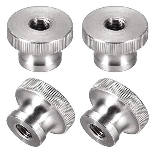 uxcell Knurled Thumb Nuts - M8 Round Knobs with Collar 304 Stainless Steel - 4 Pcs