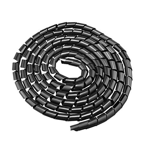 uxcell 13mm Flexible Spiral Tube Cable Wire Wrap Computer Manage Cord 5M Length Black