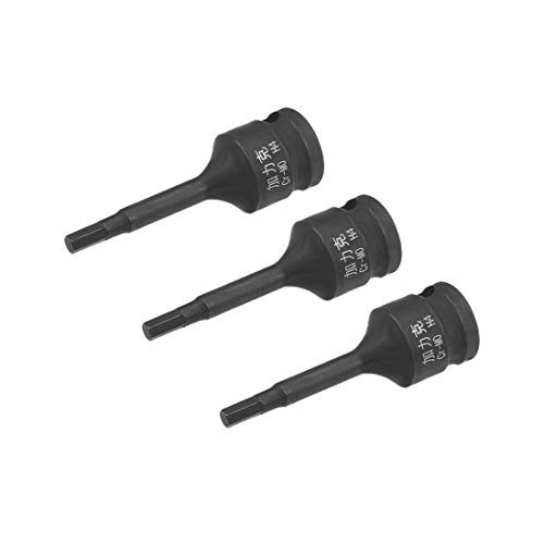 uxcell 3 Pcs 3/8-Inch Drive x 4mm Impact Hex Bit Socket, Metric 2.36" Length, Cr-Mo