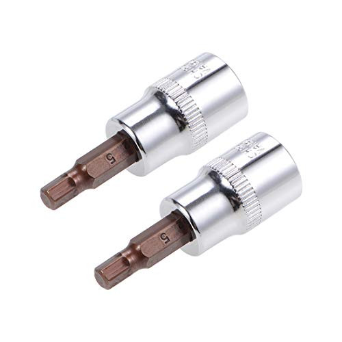 uxcell 2 Pcs 3/8" Drive x 5mm Hex Bit Socket, Standard Metric, S2 & Cr-V Steel