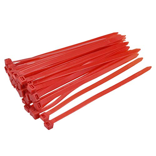 uxcell 40pcs Cable Zip Ties 10 Inch x 0.3 Inch Self-Locking Nylon Tie Wraps Red