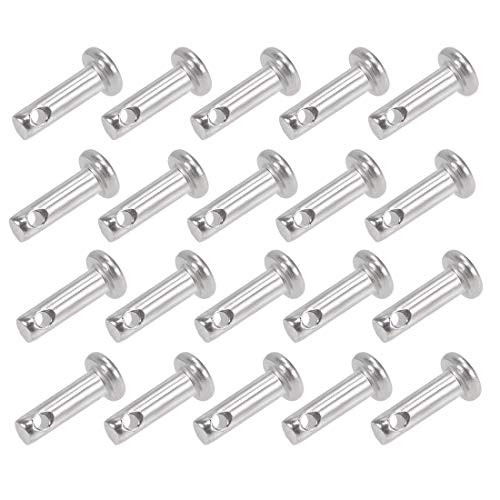 uxcell Single Hole Clevis Pins - 3mm X 10mm Flat Head 304 Stainless Steel Link Hinge Pin 20Pcs