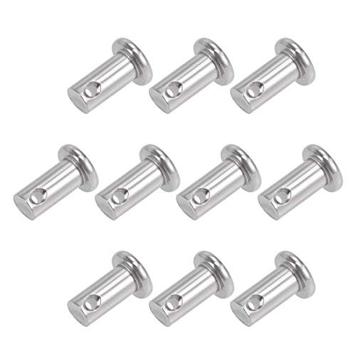 uxcell Single Hole Clevis Pins - 6mm X 12mm Flat Head 304 Stainless Steel Link Hinge Pin 10Pcs