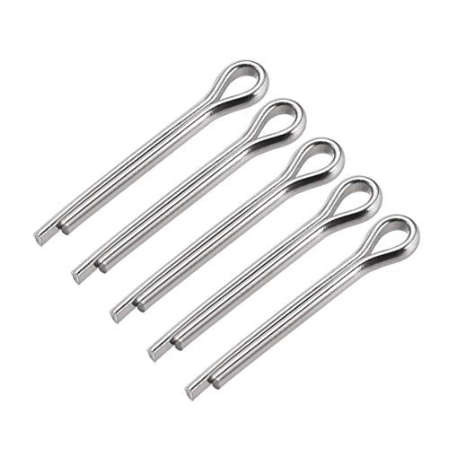 uxcell Split Cotter Pin - 5mm x 35mm 304 Stainless Steel 2-Prongs Silver Tone Fastener Clip Key 5Pcs