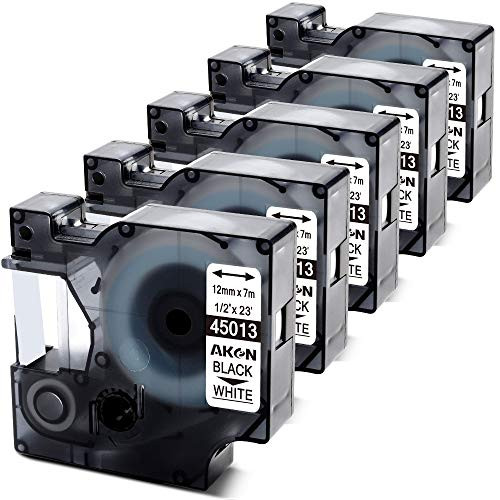 AKEN Compatible Label Tape Replacement for Dymo D1 45013 a45013 S0720530 Label Tape, Work with LabelManager 160 280 210D 360D 420P 220P 260P 450D, Bla