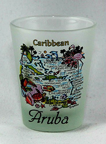 Aruba Caribbean Map Frosted Shot Glass Lpco