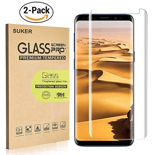 [2-Pack] Galaxy S9 Plus Screen Protector, SUKER [9H Hardness][Anti-Fingerprint][Ultra-Clear][Bubble Free] Tempered Glass Screen Protector Compatible with Samsung Galaxy S9 Plus