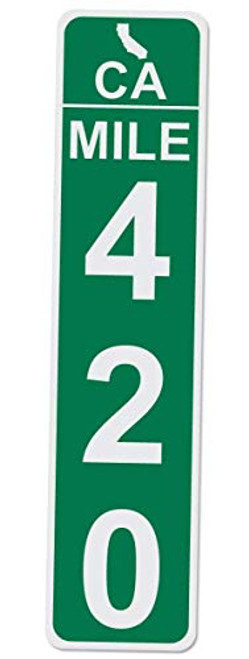 Applicable Pun California Mile Marker 420-17 Inches Tall by 4 Inches Wide Aluminum Sign (Green)