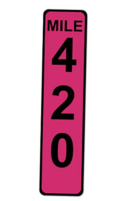 Applicable Pun Hot Pink Mile Marker 420-17 Inches Tall by 4 Inches Wide Black Aluminum Sign