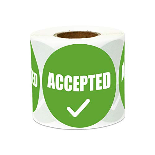 1200 Labels - Accepted Stickers for Quality Control, Inventory, Warehouse Receiving (2 inch, Round, Green, 4 Rolls)