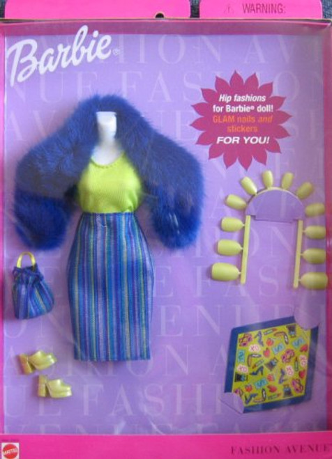 Barbie Hip Fashions Glam Nails & Stickers Fashion Avenue Clothes (1999)