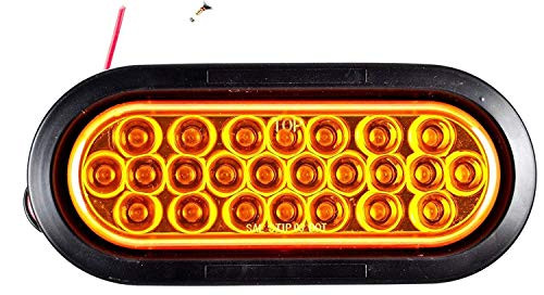 [ALL STAR TRUCK PARTS] 6" Oval LED Recessed Amber Strobe Light, 24 LED DOT/SAE Approved & Marked, Waterproof, Super Bright High Powered Strobe for Tow