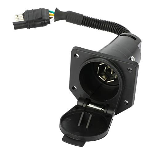 OCPTY 4 Way Flat Truck to 7 way Round Adapter RV Trailer Wiring Connector Plug