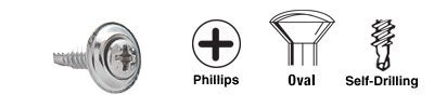 CRL 8 x 3/4" Chrome Countersunk Self-Drilling Screws with Washers