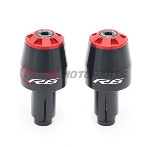 MC MOTOPARTS CNC Bar Ends Sliders R6 Logo For Yamaha YZF R6 2006-2019 2011 2012 2013 2014 2015 2016 2017 2018 2020 (Red)