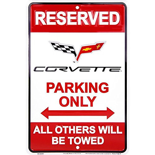 HangTime MC80084 Corvette Parking sign 8 x12 inches red