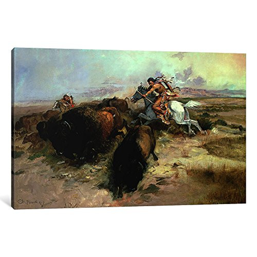 iCanvasART 1-Piece Buffalo Hunt, 1897 Canvas Print by Charles Marion Russell, 12" x 8"/0.75" Deep