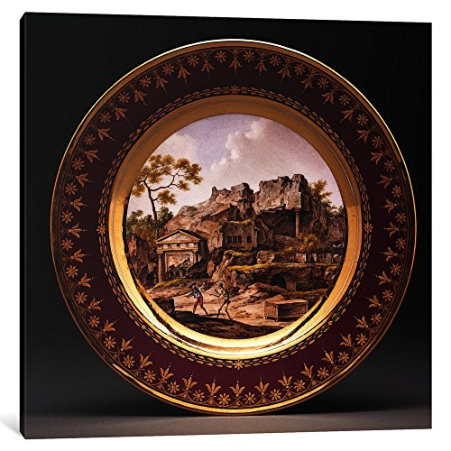 iCanvasART 1-Piece Sevres Fond Pourpre Topographical Plate Canvas Print by French School, 12" x 12"/0.75" Deep