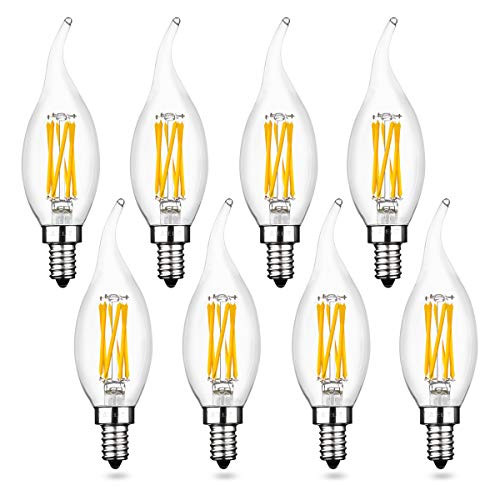 AIELIT E12 Chandelier LED Light Bulbs 60 Watt Equivalent, Warm White 2700K, Dimmable (0-100%), 6W Vintage LED Candelabra Bulb for Apartment Bedoom Kit