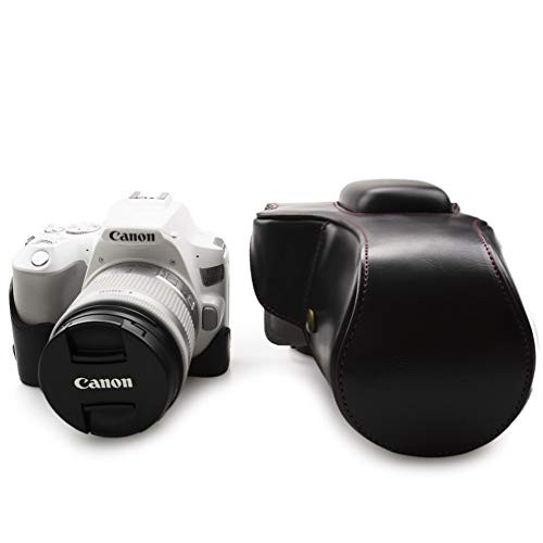 kinokoo PU Leather Protective Case for Canon EOS Rebel SL3/250D/Rebel SL2/200D and 18-55mm Lens, Canon EOS 200D II Case Bag (Black)
