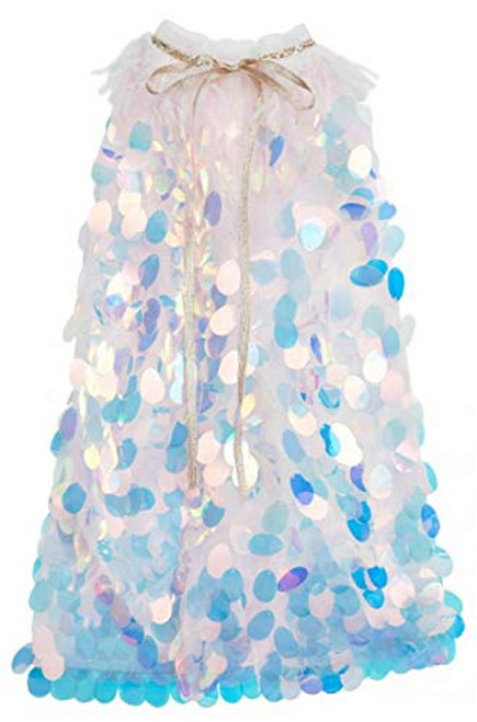 Big Girl Cape Cloak Dresses Coat Matching Princess Wedding Birthday Party Halloween Star Sequins Cape Summer Cloaks Costumes for Girls Kids Dress Up S