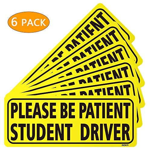BOKA Student Driver Magnet Safety Sign Vehicle Bumper Magnet - Car Vehicle Reflective Sign Sticker Bumper for New Drivers - Set of 6
