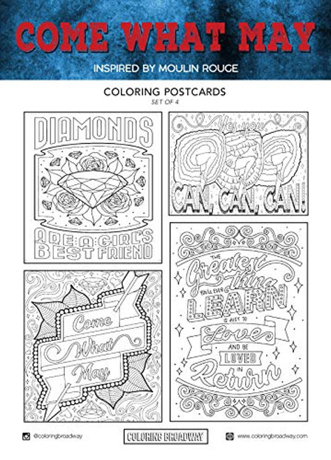 Moulin Rouge -"Come What May" Collection - Coloring Postcards - Hand-Drawn Illustrations by Coloring Broadway. Printed on Matte Card Stock. (5" x 7" - Moulin Rouge -"Come What May" Collection - Coloring Postcards - Hand-Drawn Illustrations by Coloring Broadway. Printed on Matte Card Stock. (5" x 7" -