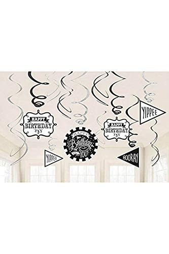 Amscan 671671 Chalkboard Birthday Value Pack Foil Swirl Decorations, Multi Color