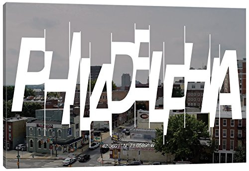 iCanvasART Philadelphia (42.3 N, 71 W) Canvas Print, 18" x 12"