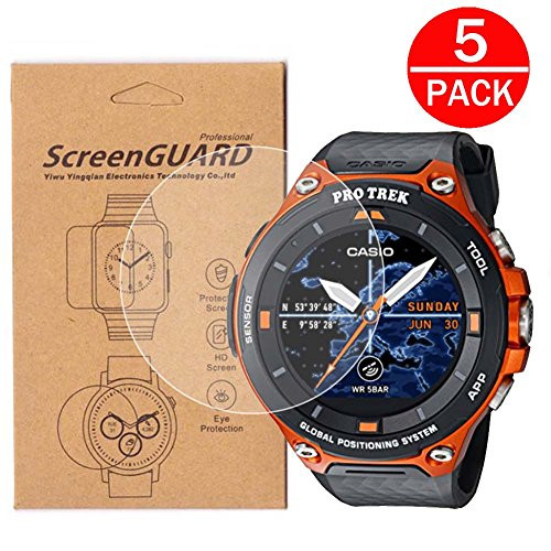 [5-Pack] for Casio WSD-F20 Watch Screen Protector, Full Coverage Screen Protector for Casio WSD-F20 Watch HD Clear Anti-Bubble and Anti-Scratch