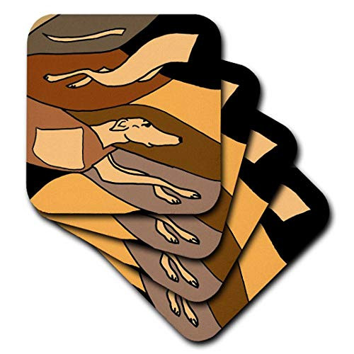 3dRose CST_195263_2 Fun Greyhound Racing Dog Art Abstract Soft Coasters, Set of 8