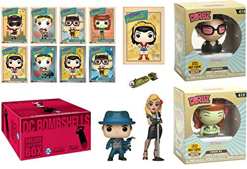 Dynamic Pinup Heroes DC Super Deluxe Box Girls Figures Dorbz Exclusive Bundle + 4 Pack Comic Character Catwoman + Poison Ivy + Bombshells Pop! Batman
