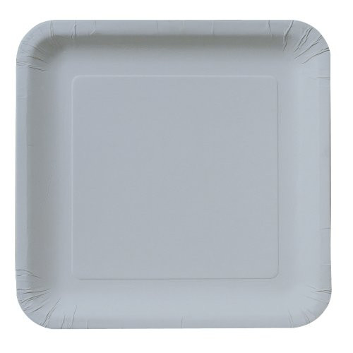 Creative Converting Touch of Color 18 Count Square Paper Lunch Plates, Shimmering Silver