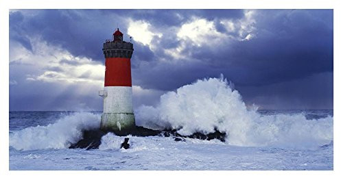 Global Gallery "Jean Guichard Phare Des Pierres-Noires Lors D'Une Tempete Unframed Giclee on Paper Print, 18" x 36"