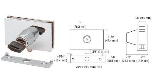 C.R. LAURENCE EH102 CRL Chrome Square Plunger Lock With Strike
