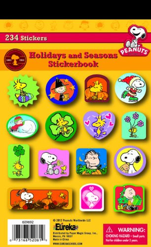 Eureka Back To School Classroom Supplies Seasonal and Holiday Peanuts Sticker Book, 234 pcs