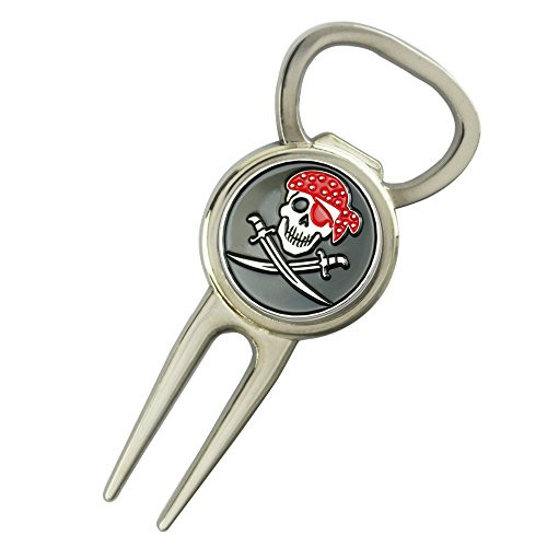 Golters Bottle Opener Golf Divot Tool with Pirate Ball Marker