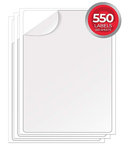 enKo - 8-1/2 x 11 Inch Label - White Blank - 1 Per Sheet Full Shipping Address Labels for Laser Inkjet Printer (550 Sheets, 550 Labels)