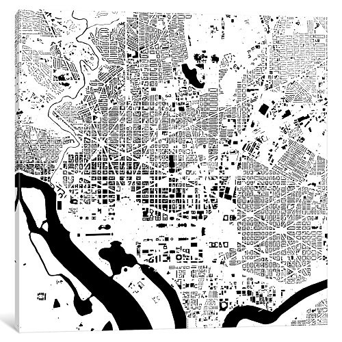 iCanvasART Washington D.C. Urban Map White Gallery Wrapped Canvas Art Print, 12" x 0.75" x 12"