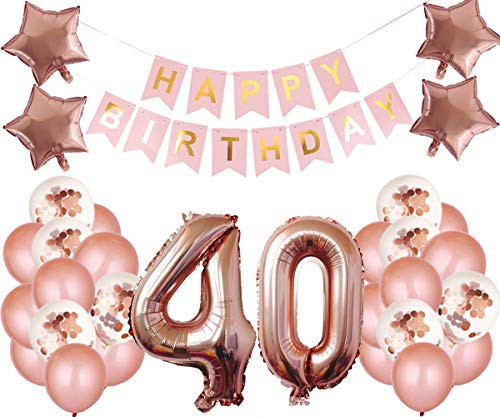 40th Birthday Party Decorations Kit Happy Birthday Banner with Number 40 Birthday Balloons for Birthday Party Supplies 40th Rose Gold Birthday Party P 40th Birthday Party Decorations Kit Happy Birthday Banner with Number 40 Birthday Balloons for Birthday Party Supplies 40th Rose Gold Birthday Party P