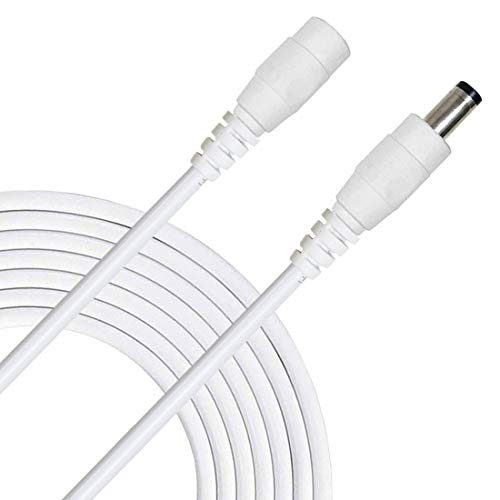 Liwinting 5m DC Extension Cable 2.5mm / 5.5mm Male to Female Connector, DC Power Cord Extension Cable for Power Adapter, 12V CCTV Wireless IP Camera, Monitors - White