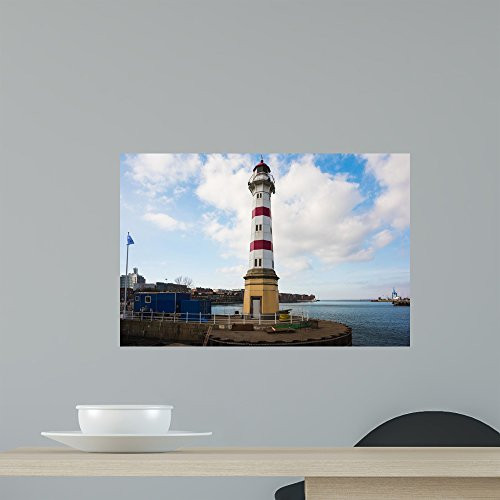 Wallmonkeys WM360395 Old Striped Lighthouse in Oresund Peel and Stick Wall Decals (18 in W x 12 in H), Small