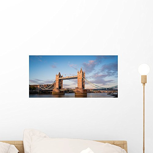 Wallmonkeys WM360873 Tower Bridge in The Thames at Sunset Peel and Stick Wall Decals (18 in W x 9 in H), Small
