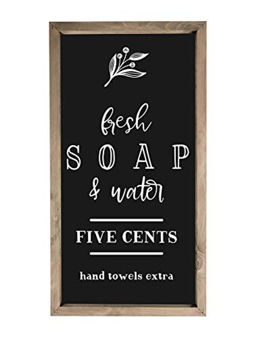 Fresh Soap and Water Framed Rustic Wood Farmhouse Wall Sign 9x18
