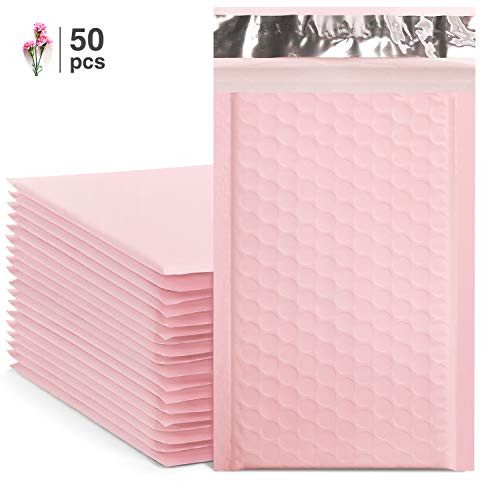 Fu Global #000 4x8 Inch Light Pink Bubble Mailer Self Seal Padded Envelopes Pack of 50