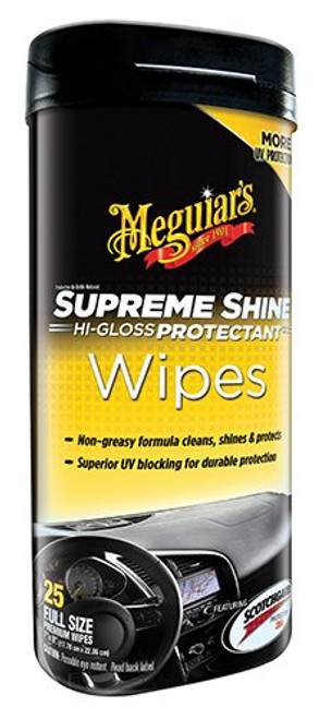 MEGUIAR'S G4000-6PK Supreme Shine Hi-Gloss Protectant Wipe, (Case of 6)