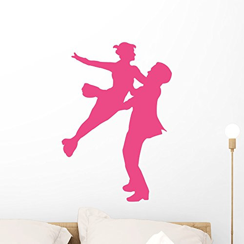 Wallmonkeys WM217333 Ballet Silhouette Couple Style 3-Hot Pink Peel and Stick Wall Decals (24 in H x 17 in W), Medium